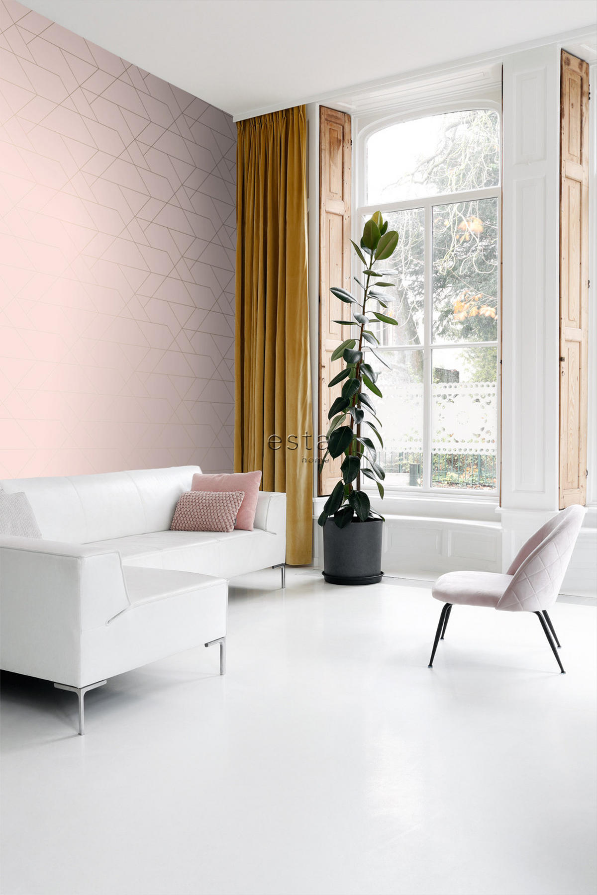 TAPETE grafische Linien 53 cm x 10.05 m - Pink, Papier (53/1000cm) - ESTAhome