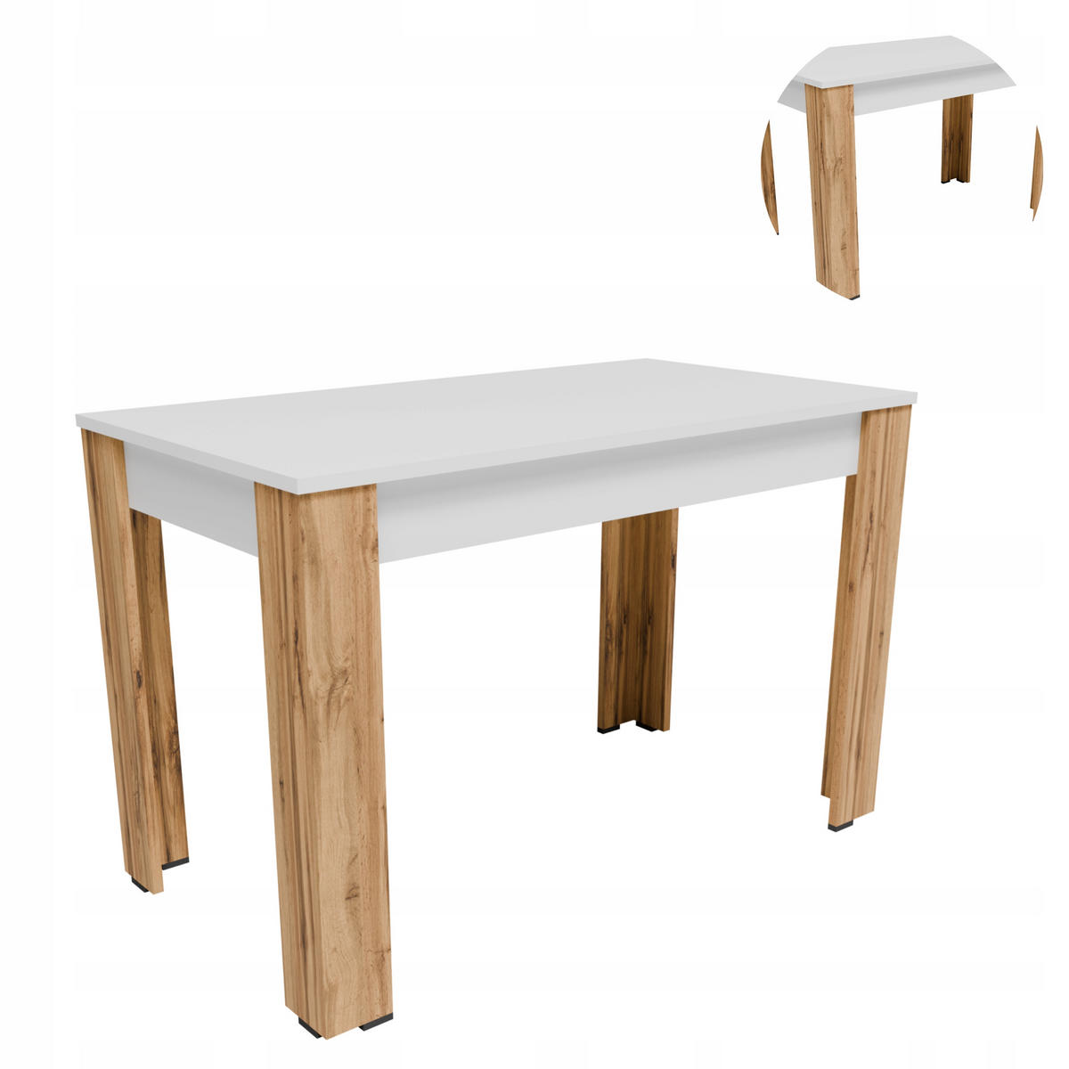 TISCH CR3- STERN Weiß-Wotan Eiche 110/60/72,6 cm - Eiche Wotan/Weiß, Holzwerkstoff (60/110/72.6cm)