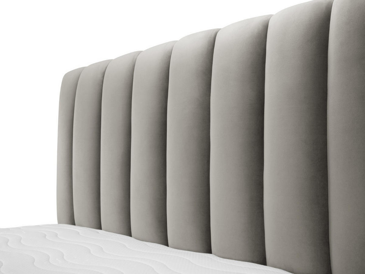 BETT mit Bettkasten und Kopfteil Kelp aus Samt hellgrau 160x200cm - Hellgrau, Textil (160/200cm) - Micadoni
