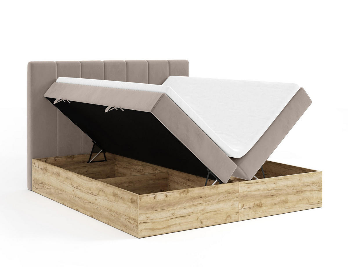 BOXBETT Doppelbett Jessen 140x200 cm Braun - Braun, Textil (140/200cm) - Fedve