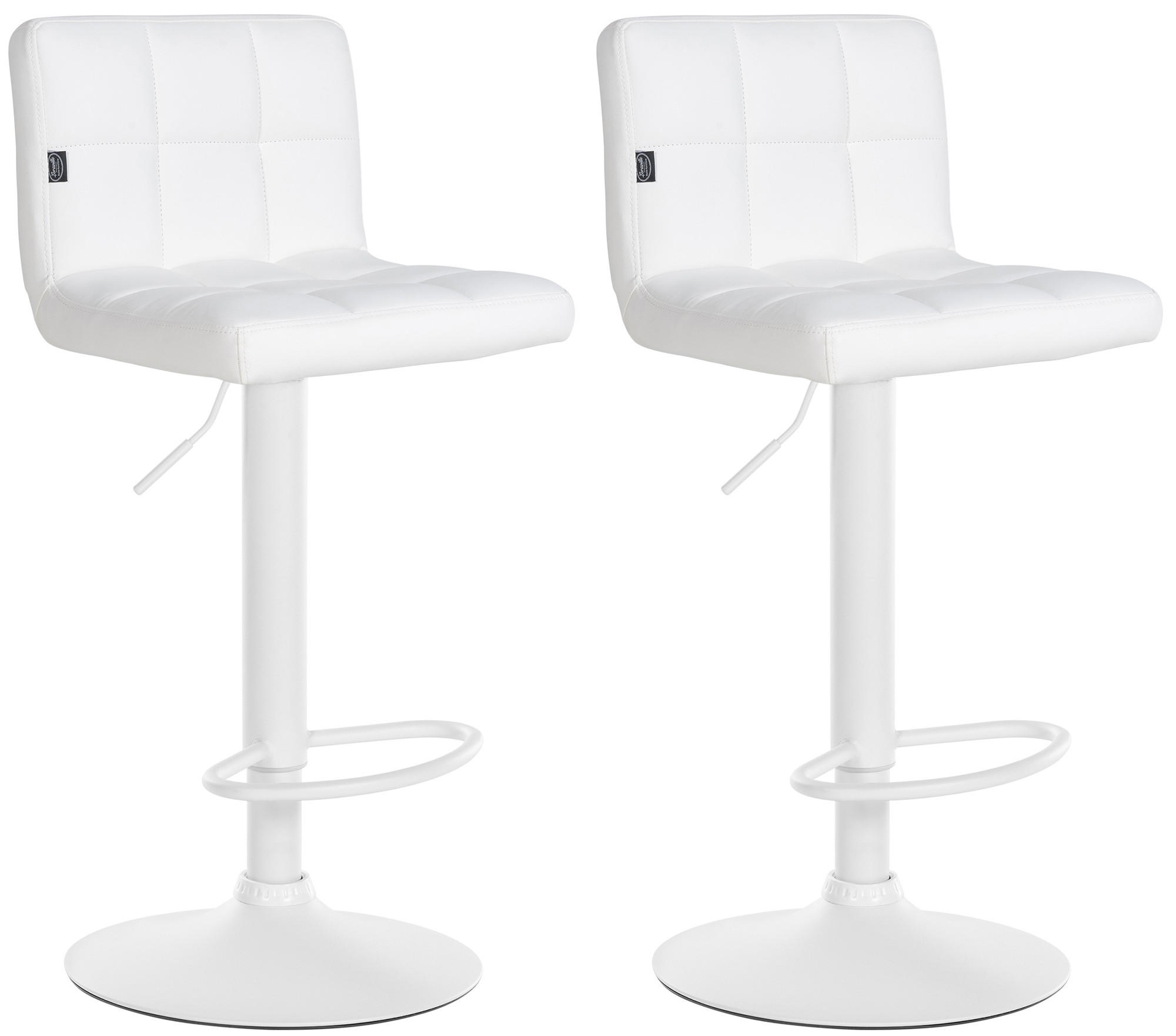 BARHOCKER 2er Set Lederlook weiß - Weiß, Textil/Metall (40/85/40cm) - CLP