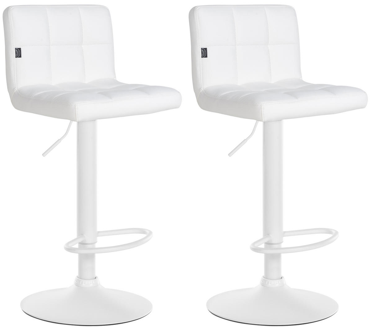 BARHOCKER 2er Set Lederlook weiß - Weiß, Textil/Metall (40/85/40cm) - CLP