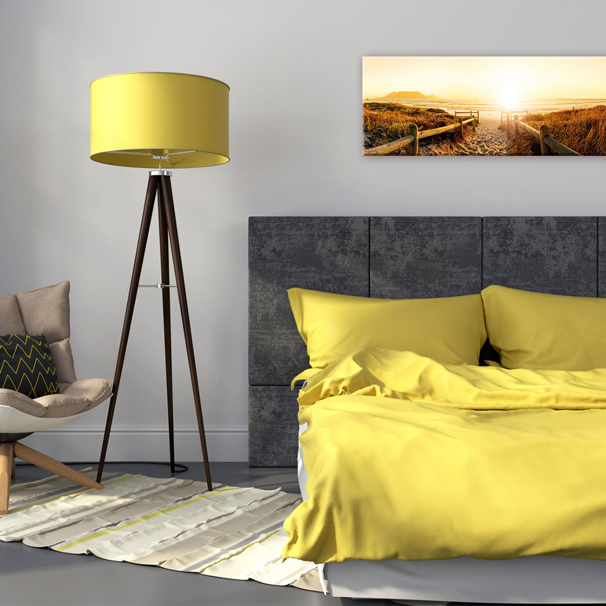 GLASBILD 80x30 cm Strand und Meer - Gelb, Glas (80/30cm) - artissimo