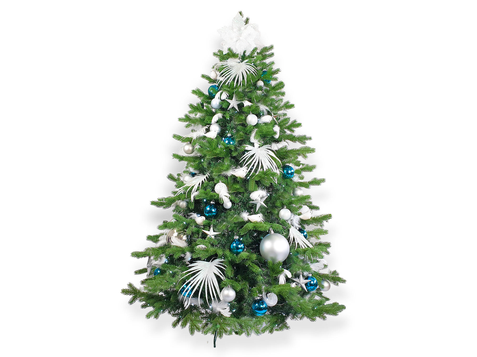 LAALU CHRISTBAUMKUGEL-SET 215 Stück im Karton POLAR BLUE für Weihnachtsbäume 300-600 cm - Blau/Silberfarben, Glas/Kunststoff (60/50/80cm) - LAALU