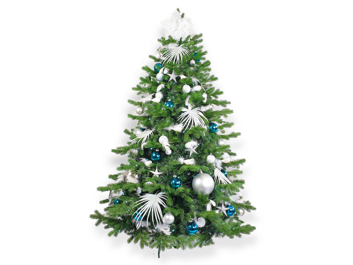 LAALU CHRISTBAUMKUGEL-SET 215 Stück im Karton POLAR BLUE für Weihnachtsbäume 300-600 cm - Blau/Silberfarben, Glas/Kunststoff (60/50/80cm) - LAALU