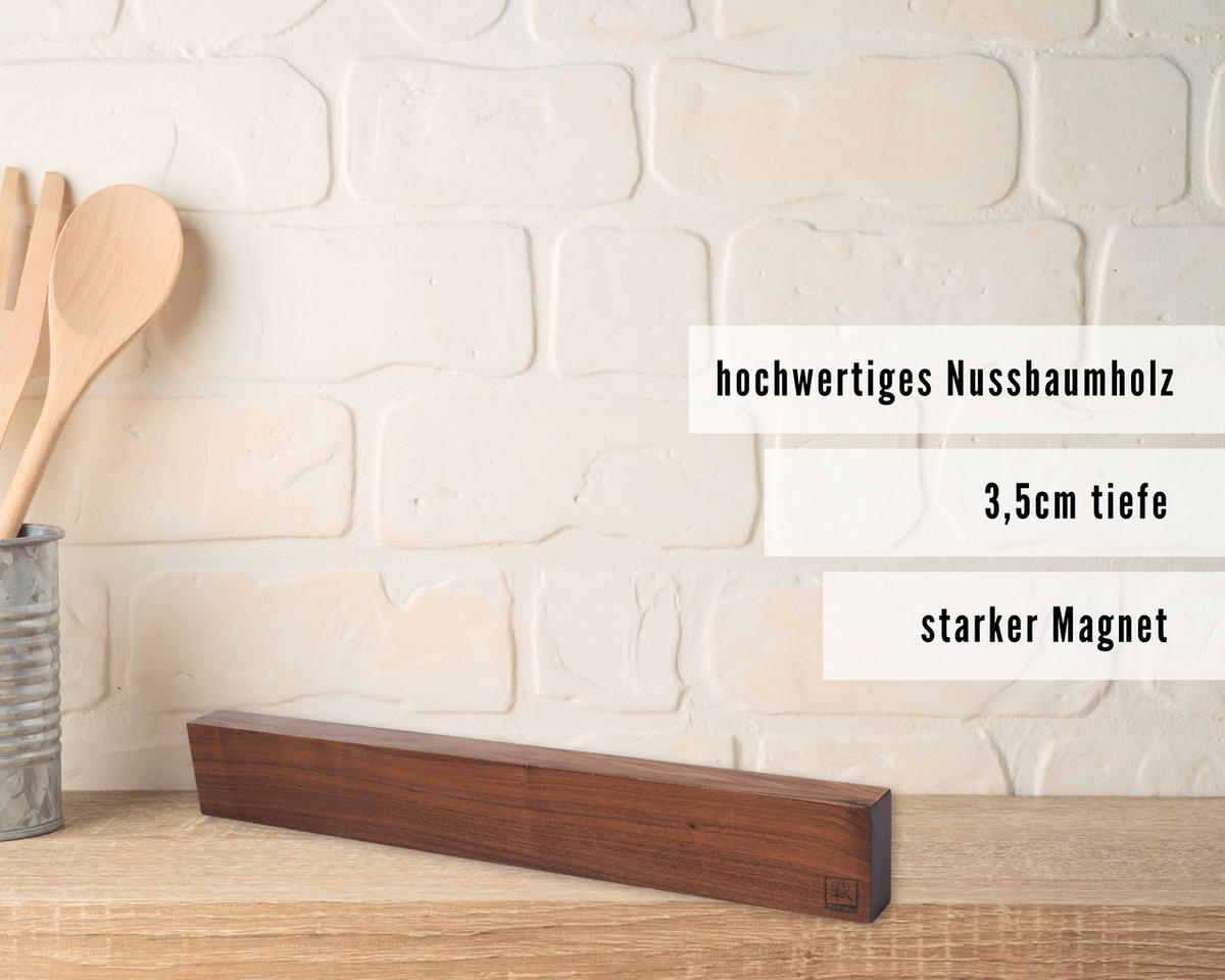 MAGNETLEISTE 50 cm - Nussbaumfarben, Holz (50/3.5/7cm) - Zayiko