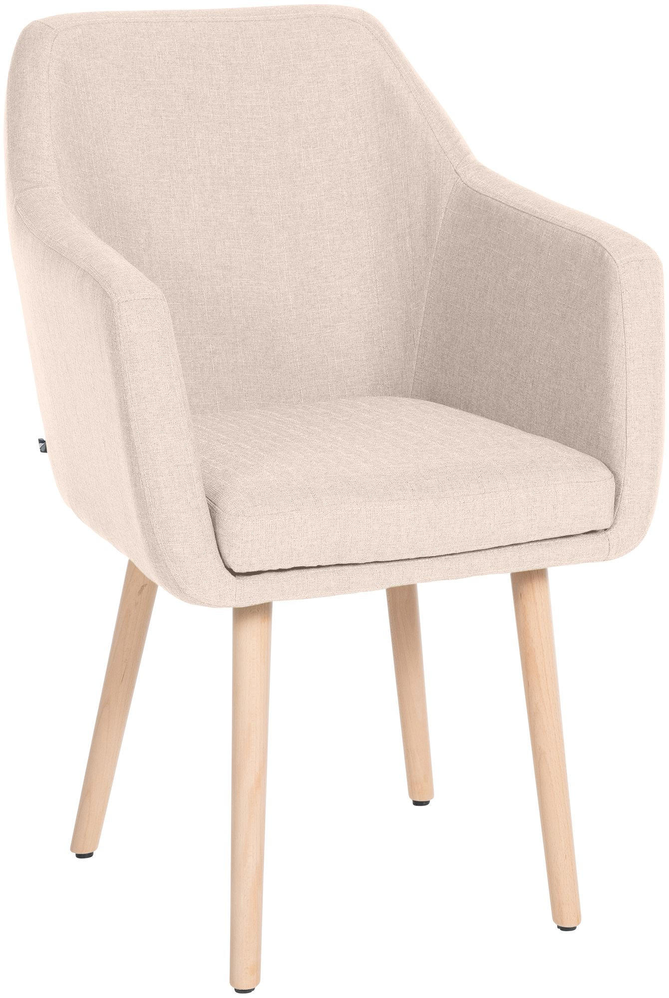 ARMLEHNENSTUHL Stoff beige - Eukalyptusholzfarben/Beige, Holz/Textil (61/88/57.5cm) - CLP
