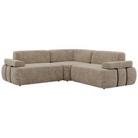 ECKSOFA MIREO L - Beige Schenille grob gewebt - Beige/Schwarz, Kunststoff/Textil (257/257cm) - MKS