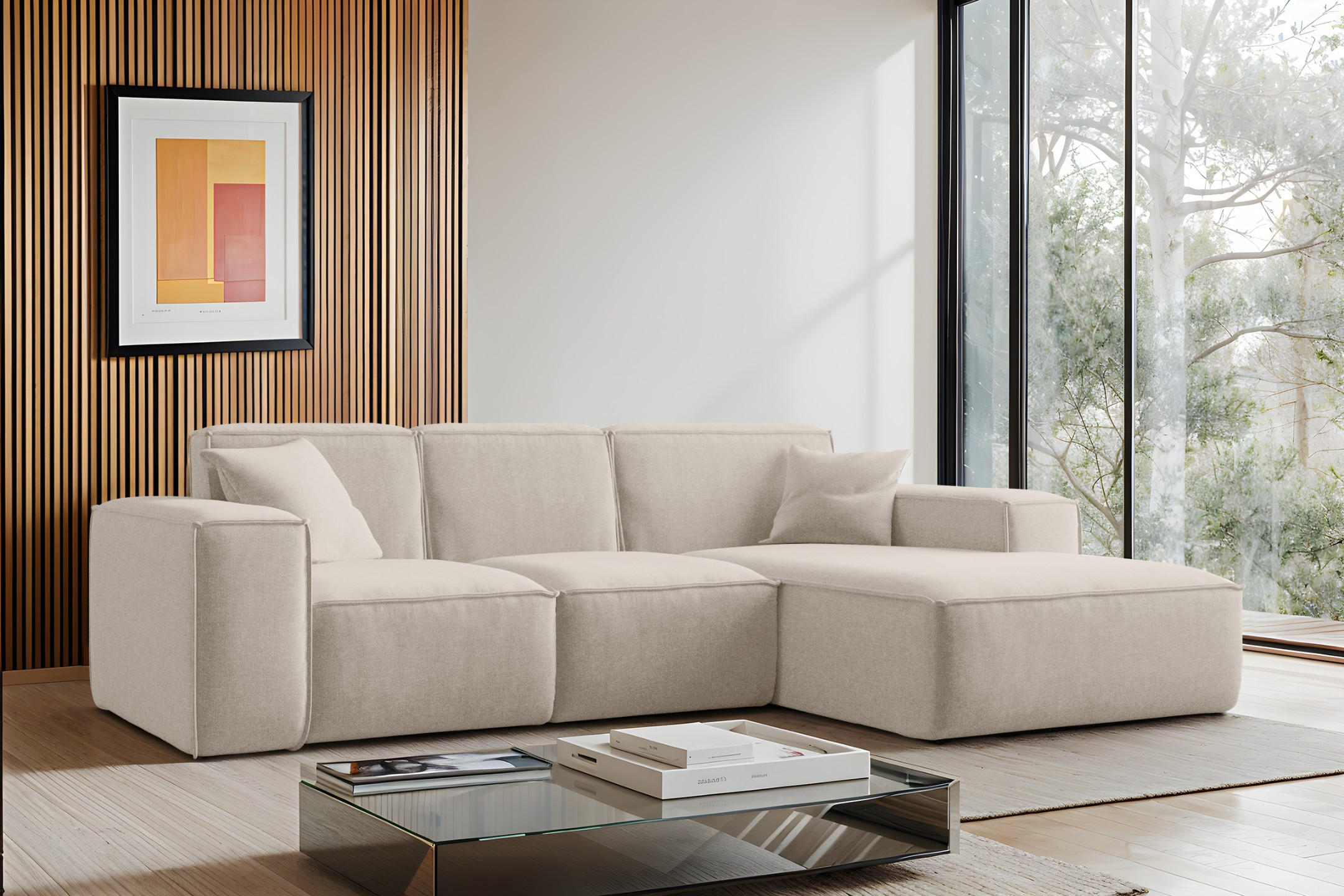 ECKSOFA L-Form Siena Stoff Maloy Beige Rechts - Beige, Holz (266/165cm) - Kaiser Möbel