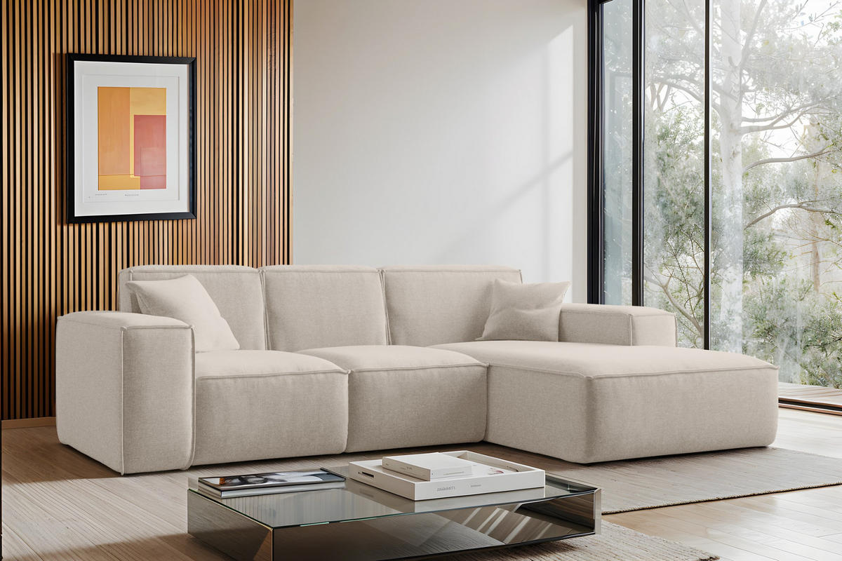 ECKSOFA L-Form Siena Stoff Maloy Beige Rechts - Beige, Holz (266/165cm) - Kaiser Möbel