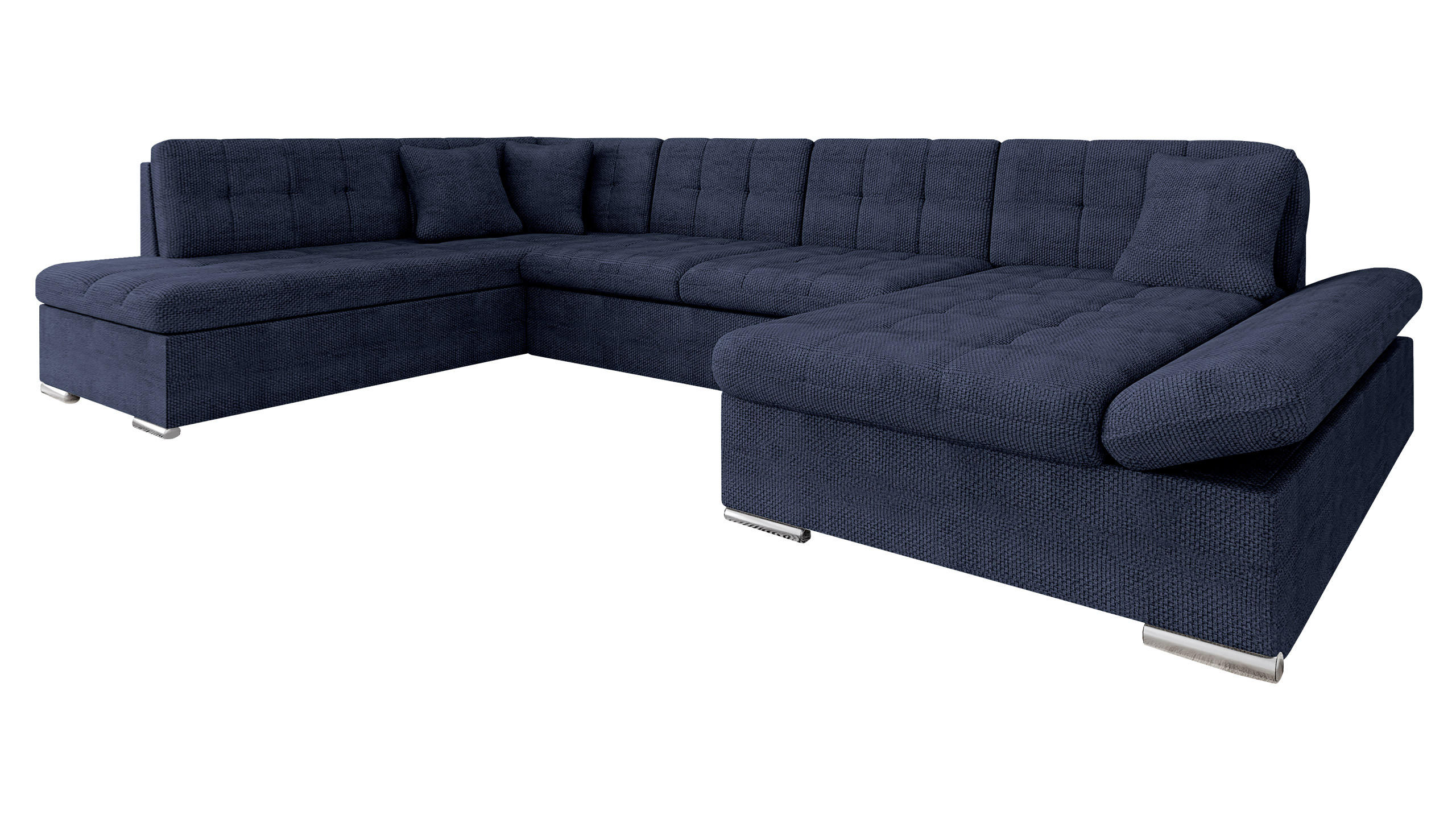 ECKSOFA Bergen, Seite: Rechts - Blau/Silberfarben, Holz/Textil (345/76/205cm) - MIRJAN24