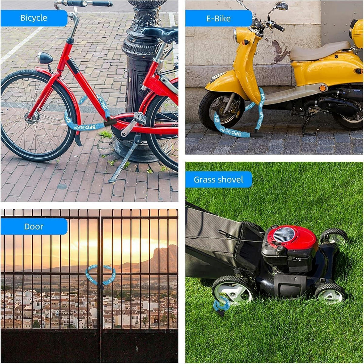 FAHRRADSCHLOSS Kettenschloss 90 cm Blau mit 3 Schlüsseln - Hellblau, Metall (3.5/3.5/90cm)