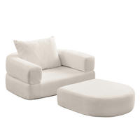 SOFA Beige aus Chenille mit flexiblem Aufbau - Beige, Textil (90/21/101cm) - Flora Grace
