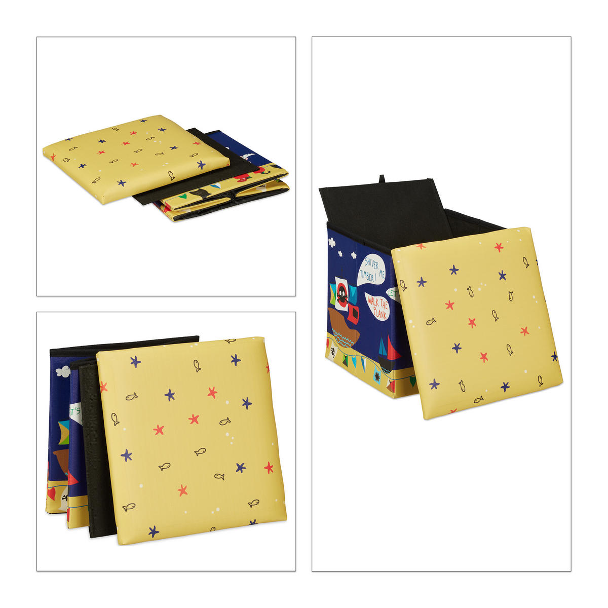 SITZHOCKER - Multicolor, Holzwerkstoff/Kunststoff (31/31/31cm) - Relaxdays