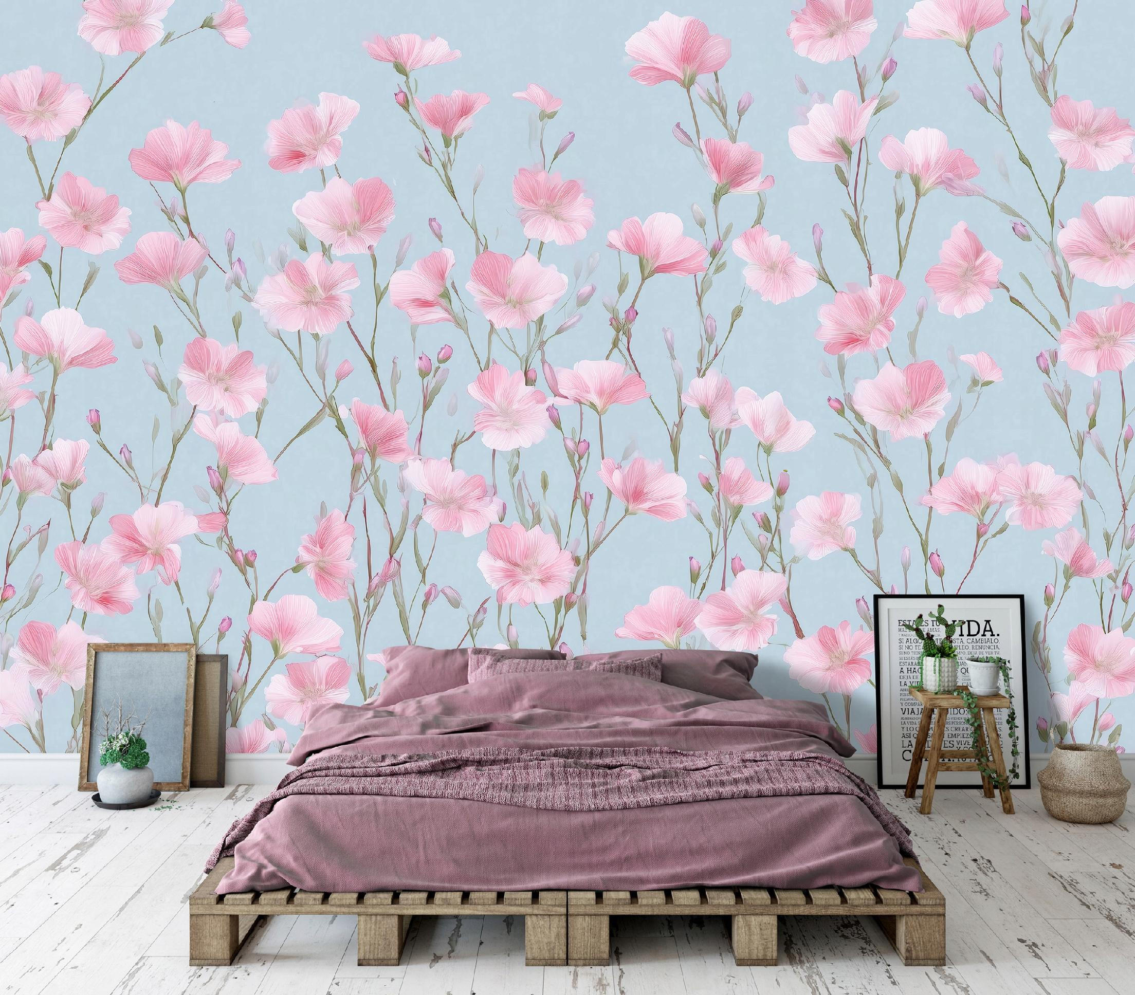 FOTOTAPETE Blumen Wiese Rosa 150x105 cm - Multicolor, Papier (150/105cm) - Wallarena