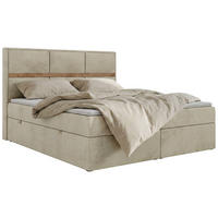 POSTEL BOXSPRING ORVO 160/200 - Béžová Samet - Topper Visco - H3 - černá/béžová, textil/plast (160/200cm) - MKS