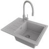 GRANITSPÜLE Kopenhagen Easy, 2-er set Grau 55/44 cm 1 Becken + Küchenarmatur 38/14 cm + Ablauf-Set ab 45er Unterschrank - Grau, Kunststoff (55/17/44cm) - Primagran