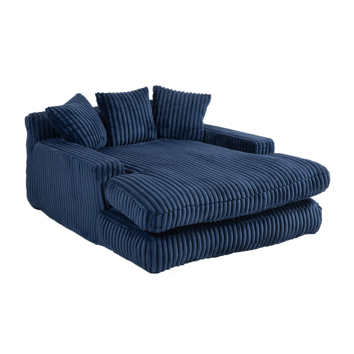 SCHLAFSOFA Relaxliege mit 3 Zierkissen,Lounge Sofa,Polstersofa,Cord,Blau - Blau, Textil (125/63/155cm) - LVHOM