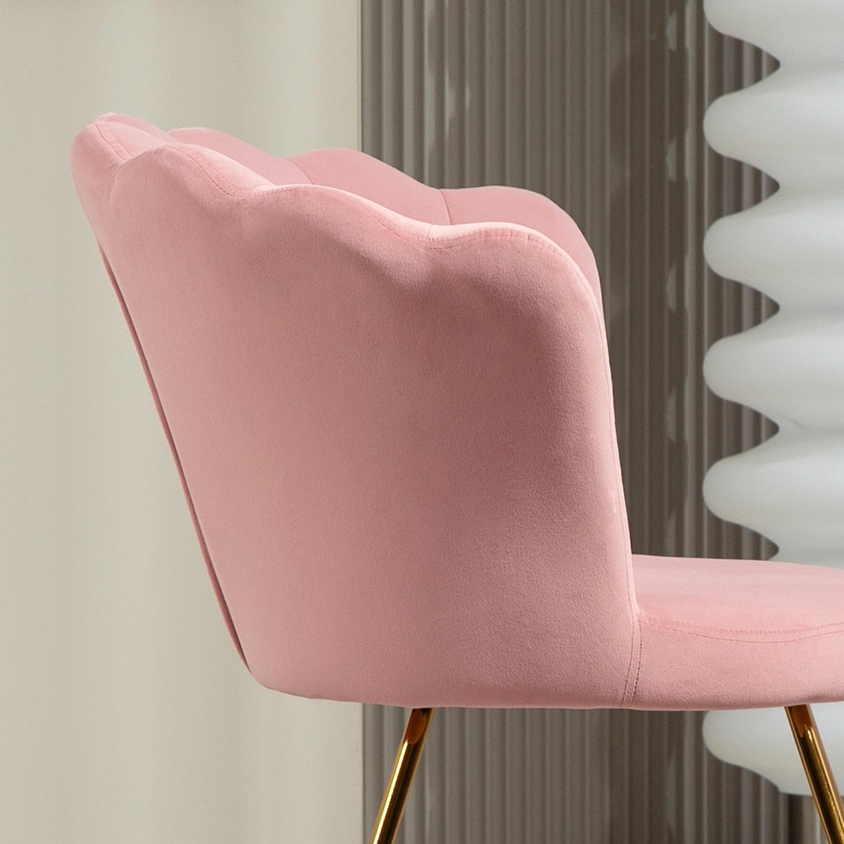 SESSEL Loungesessel mit Armlehnen, Metallbeine, Rückenlehne im Lotus-Design - Rosa, Metall (64/80/69cm) - HOMCOM