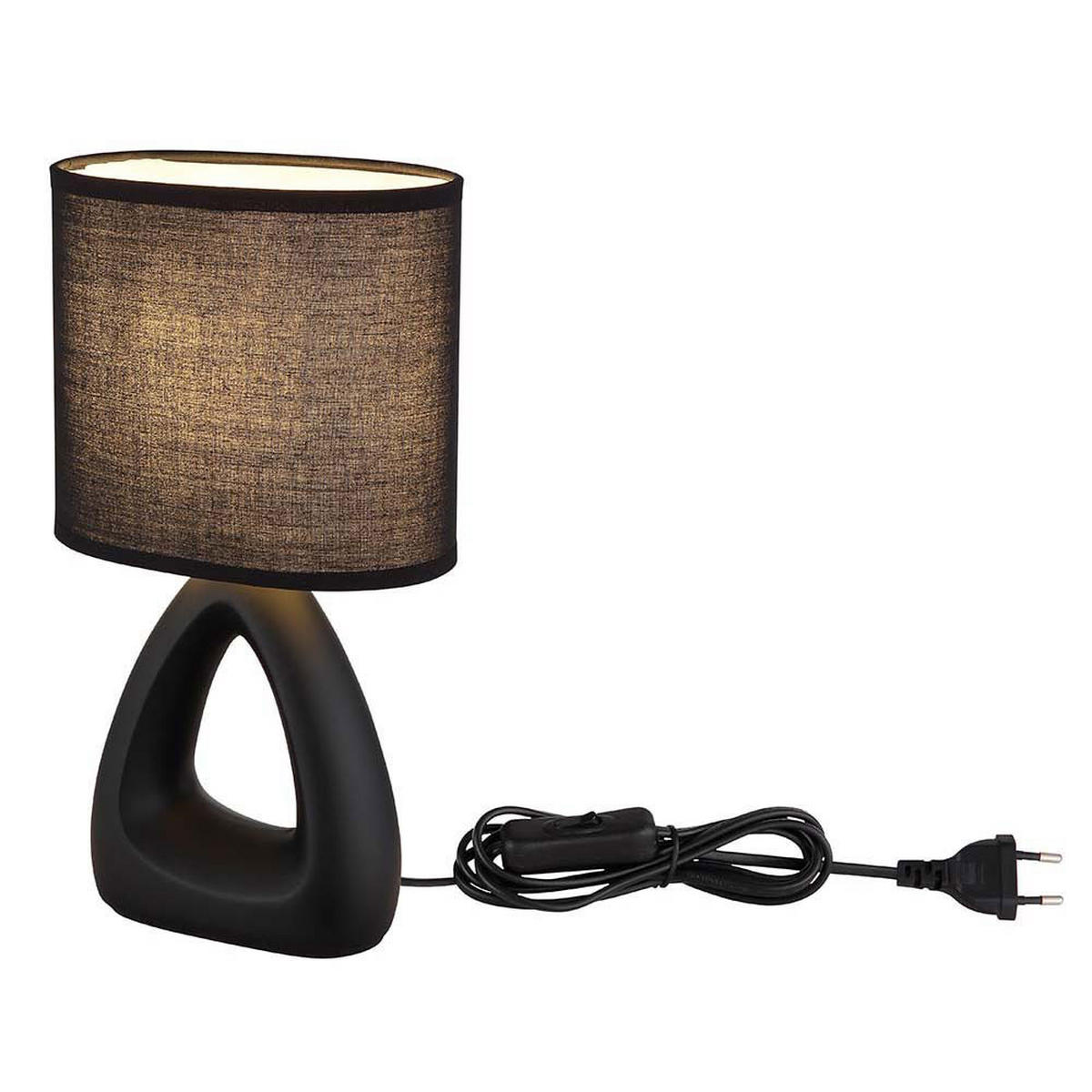 TISCHLEUCHTE Keramik Schwarz Textil - Schwarz, Textil (17/10/30cm) - Globo Lighting