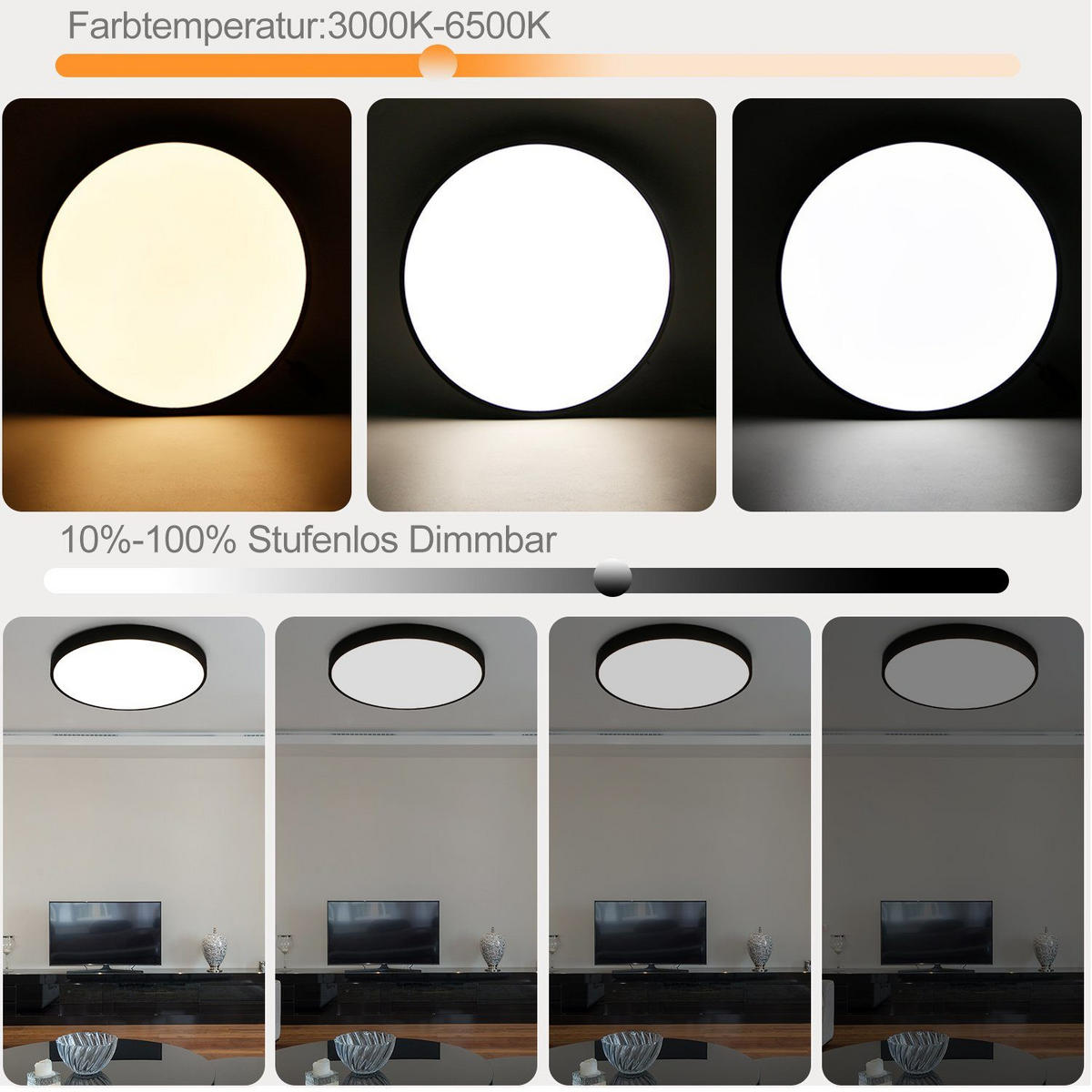 LED-DECKENLEUCHTE Silvia 37/37/3 cm - Schwarz, Kunststoff (37/37/3cm) - Nettlife