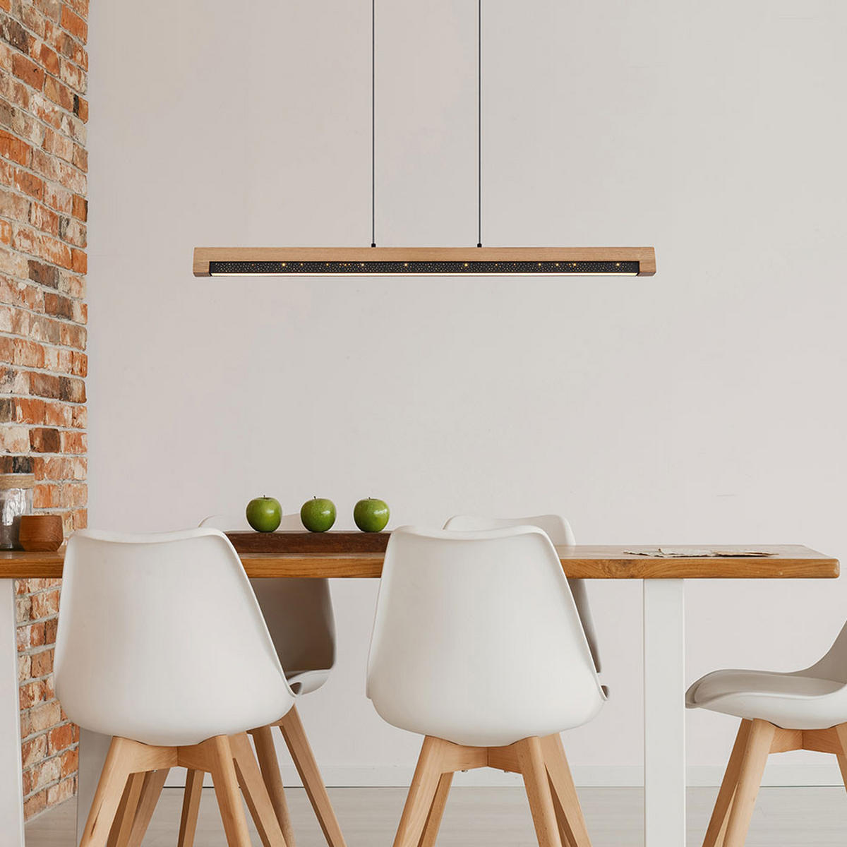 LED HÄNGELEUCHTE Metall Holz Braun - Braun, Holz (85/7/120cm) - Globo Lighting