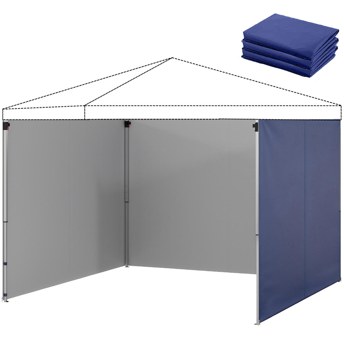 PAVILLON-SEITENTEIL Blau 1 Stück - Blau, Naturmaterialien (300/200cm) - GiPP