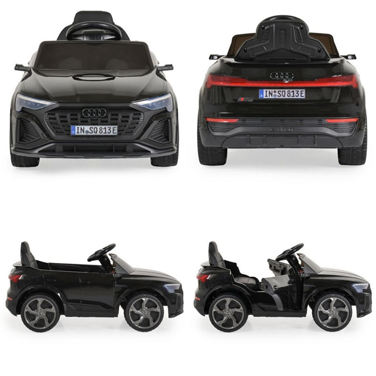 ELEKTROAUTO Audi SQ8 e-tron schwarz EVA-Reifen Musik Licht MP3-Eingang Gurt - Schwarz, Kunststoff (99/54/46cm) - Moni