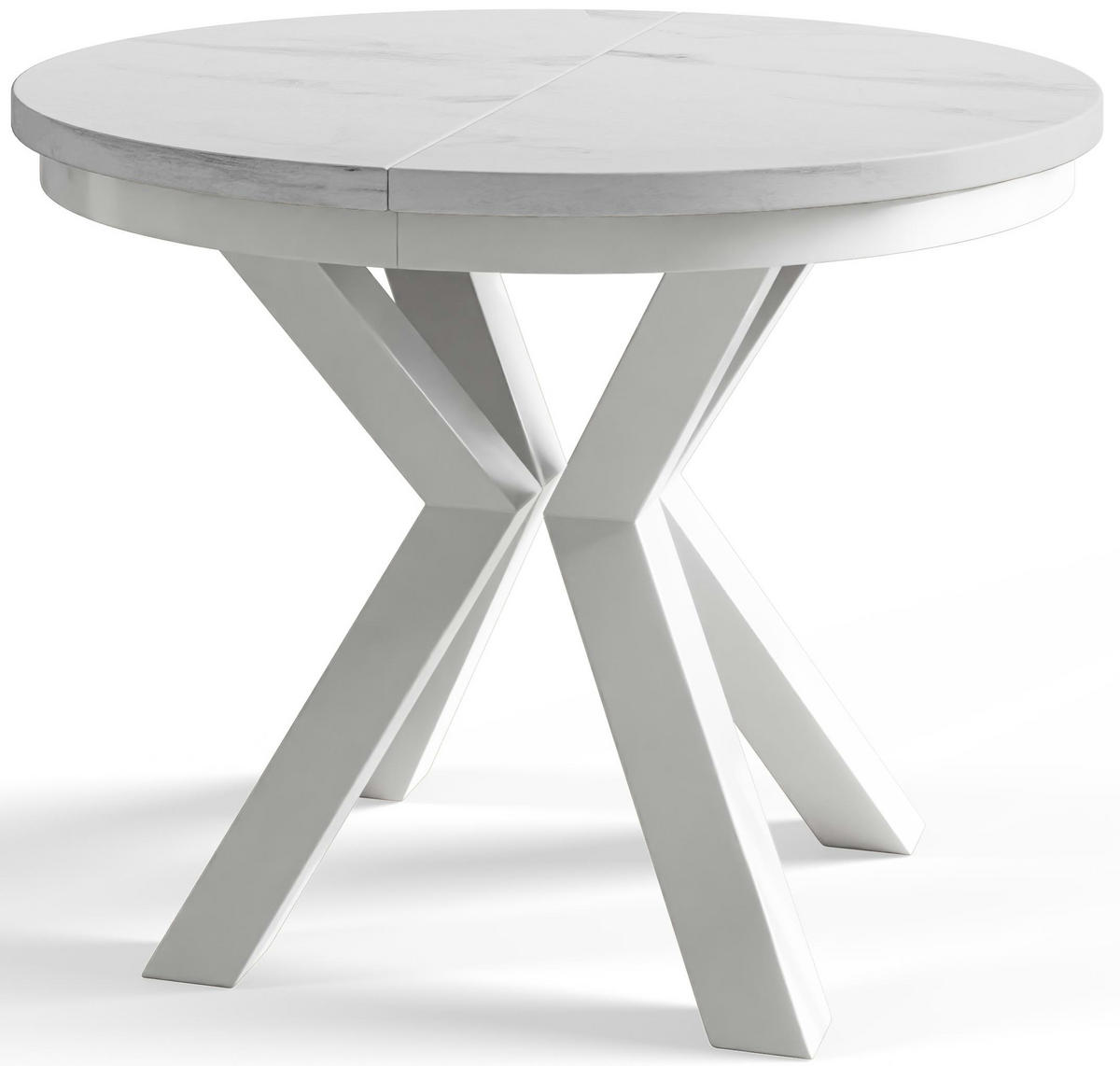 ESSZIMMERTISCH LOFT, ausziehbarer Tisch 120 cm/200 cm, Farbe: Hellgrau, mit Metallbeinen in Farbe Weiß - Hellgrau/Weiß, Holzwerkstoff (120/120/76cm) - Alpi-Möbel