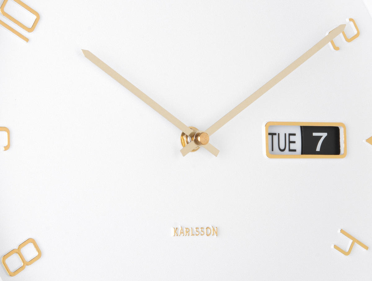 WANDUHR Data Flip Ø 30 cm - Weiß, Metall (30/30/4.5cm) - Karlsson