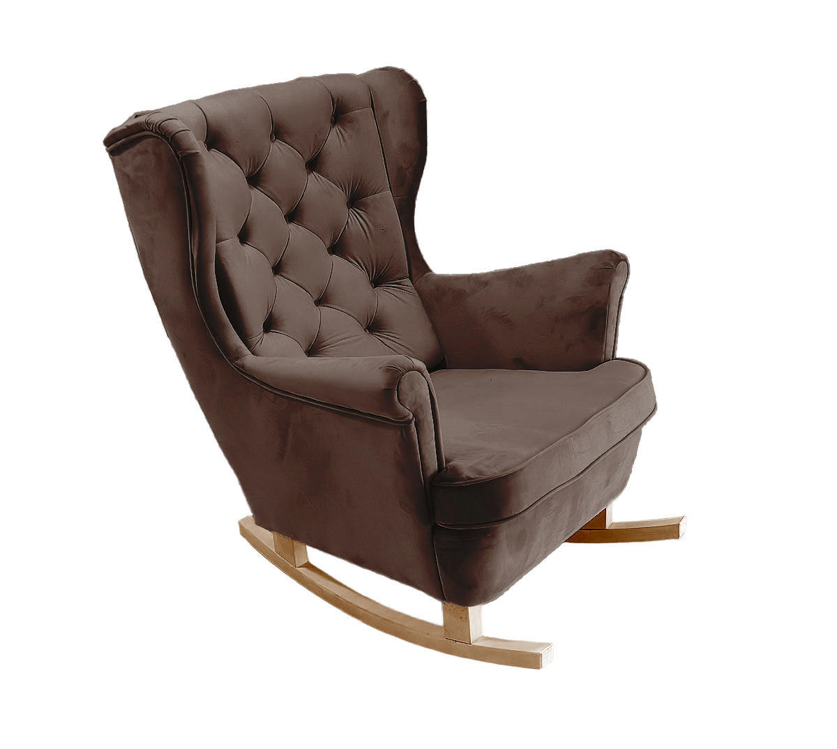SCHAUKELSESSEL mit gepolstertem Sitz und Armlehnen, 102x81x95 cm, Braun_29815 - Dunkelbraun/Buchefarben, Holz/Textil (81/102/95cm) - DomoHome