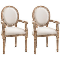 ESSZIMMERSTÜHLE 2ER-SET aus Gummiholz Polyester Cremeweiß - Creme, Textil (55.5/96/56cm) - HOMCOM