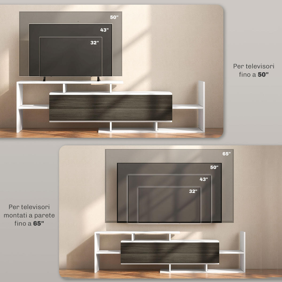 TV-MÖBEL Multicolor 1 Stück - Multicolor, Holzwerkstoff (153.6/42/25cm) - GiPP