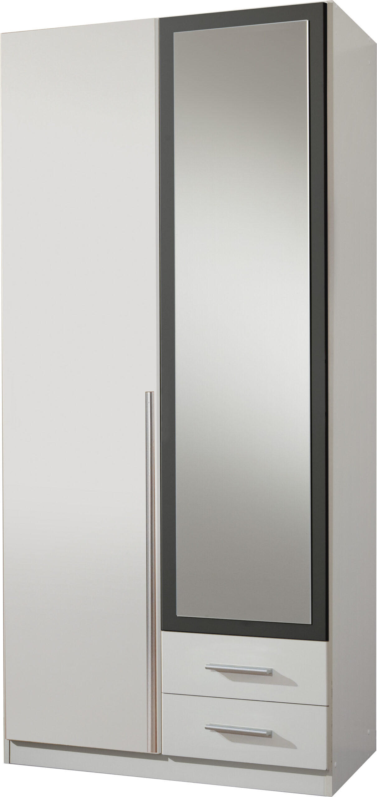 XXXLutz DREHTÜRENSCHRANK Weiß, Grau 91cm × 58cm × 197cm