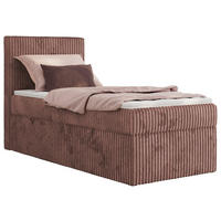 BOXBETT TILIANO 90/200 - Rosa Cord - H3 - Visco Topper - Links - Rosa, Textil (90/200cm) - MKS