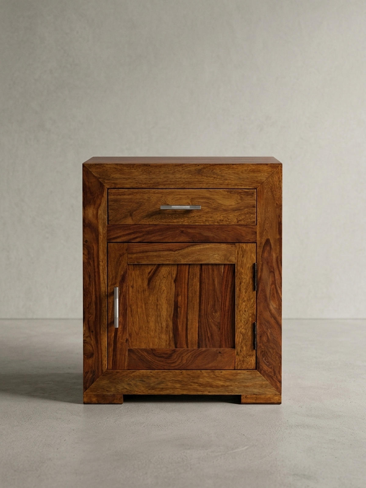 NACHTTISCH Massivholz Schublade Tür Landhausstil, Braun 50x40x60 cm - Braun, Holz/Metall (50/60/40cm) - KADIMA DESIGN