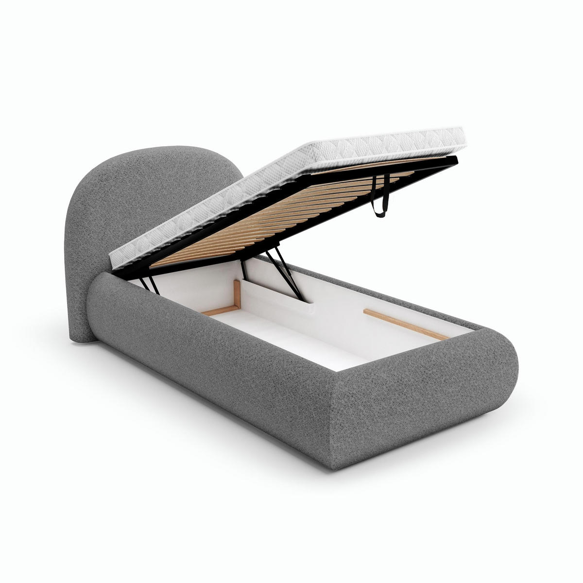 POLSTERBETT Motti 90x200, Einzelbett mit Bettkasten und Schaumstoffmatratze 10 cm, Dunkelgrau - Dunkelgrau, Holzwerkstoff (90/200cm) - Beautysofa