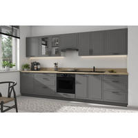 KÜCHENLEERBLOCK Livorno weiß matt & lava matt / telegrau 2 RAL 7046 (K5), Arbeitsplatte Eiche Sonoma 10-teilig - Weiß/Grau, Holzwerkstoff/Metall (340/204/60cm) - Feldmann-Wohnen