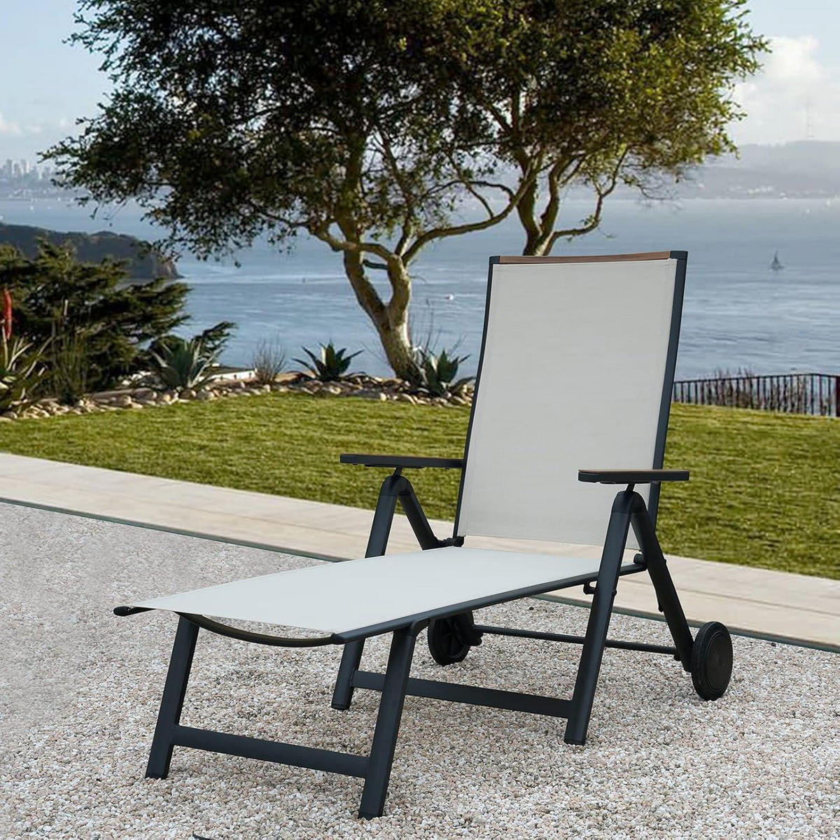 LIEGESTUHL Aluminium Beige 6-fach verstellbar - Beige, Metall (130/108/70cm)