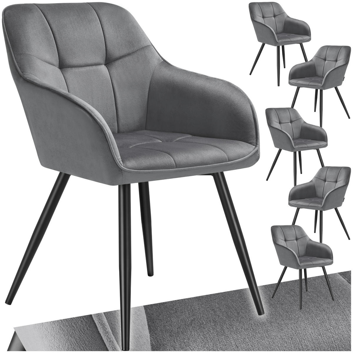 ESSZIMMERSTUHL 6er Set Marilyn 58 x 62 x 82 cm grau/schwarz - Schwarz/Grau, Kunststoff (58/82/62cm) - tectake