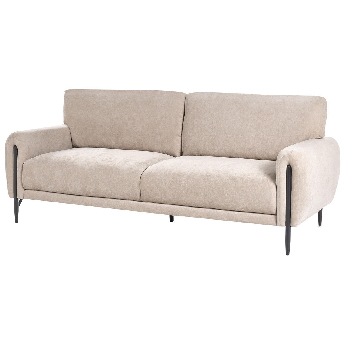 3-SITZER-SOFA Chenillegewebe Beige Skaro - Beige/Schwarz, Textil (214/87/89cm) - Beliani