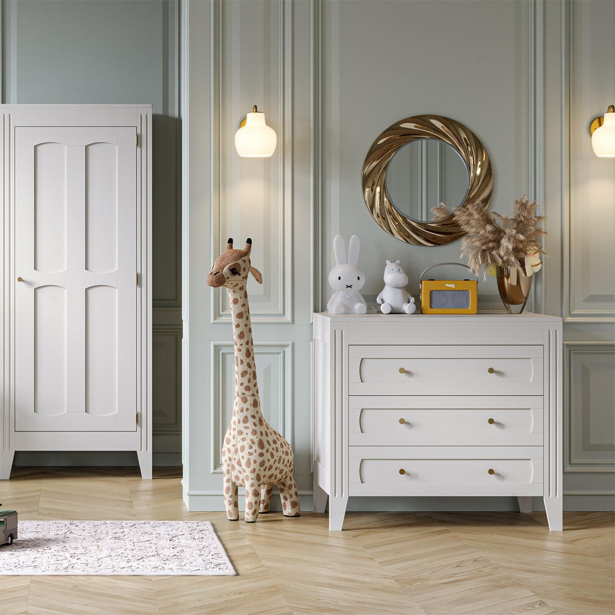 KOMMODE mit 3 Schubladen und Zierleisten L100 x H92cm - Milenne - Weiß, Holzwerkstoff (55/91.8/100.2cm) - Calicosy