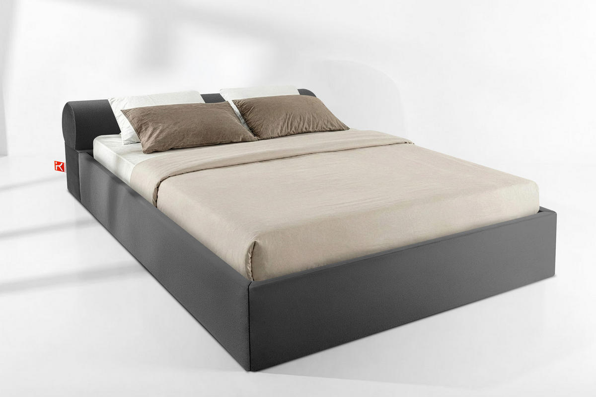 POLSTERBETT LUNEO - Anthrazit/Schwarz, Holz/Holzwerkstoff (202/204cm) - KONSIMO®