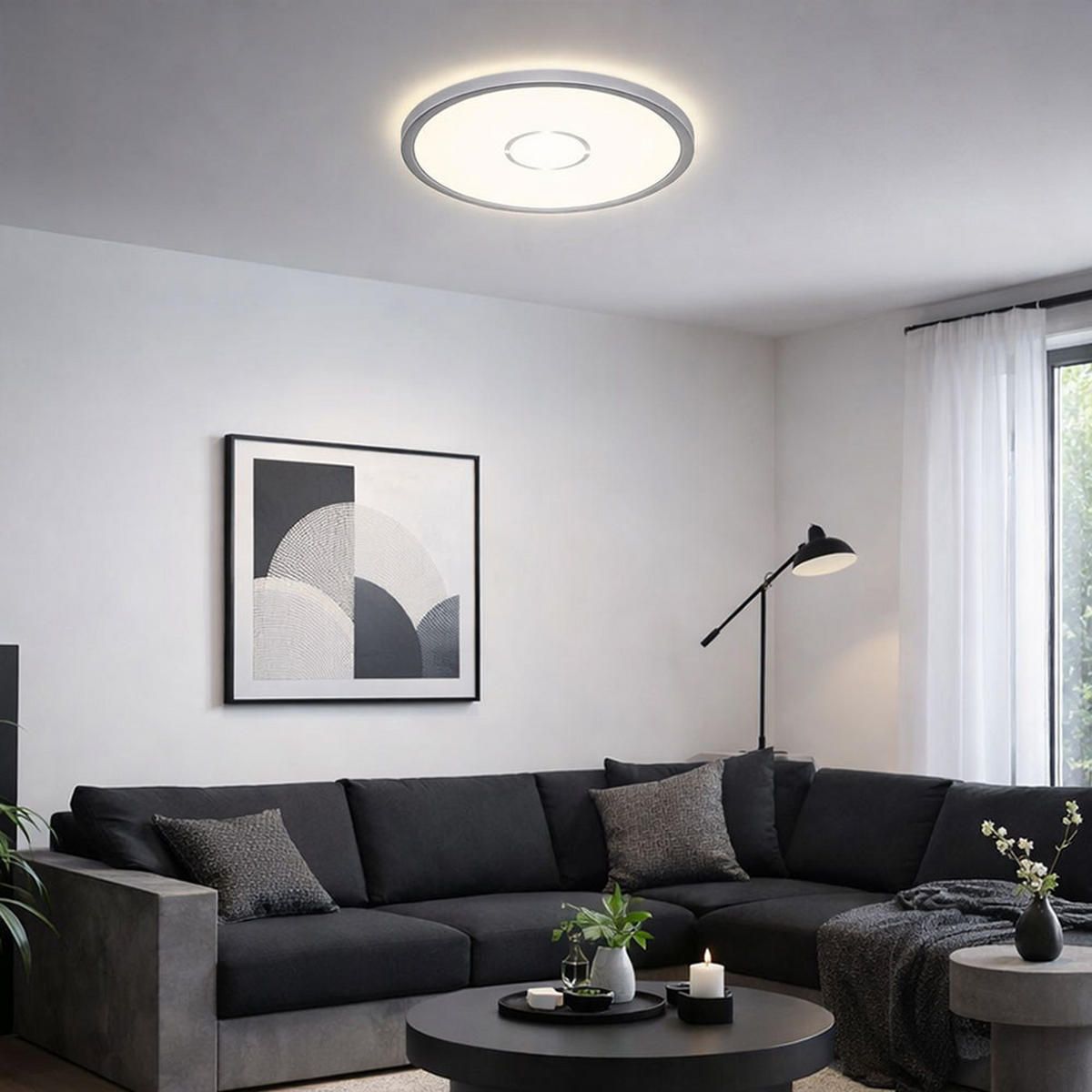 LED DECKENLEUCHTE Silber Opal - Silberfarben, Kunststoff (29.3/29.3/2.9cm) - Briloner