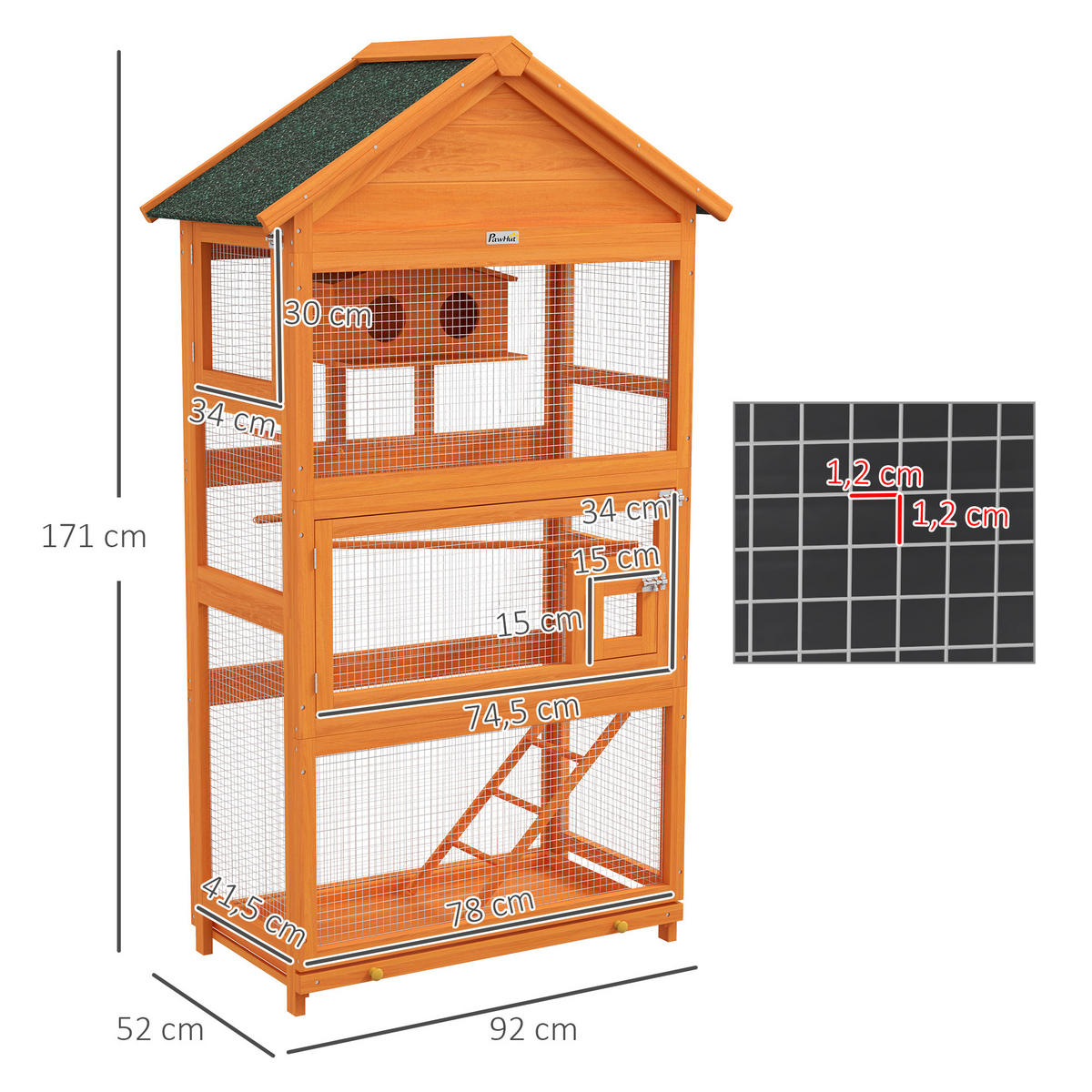 VOGELHAUS DE-17824 mit Spielbereich & wasserdichtem Dach Orange - Orange, Holz (52/171/92cm) - ComfortXL