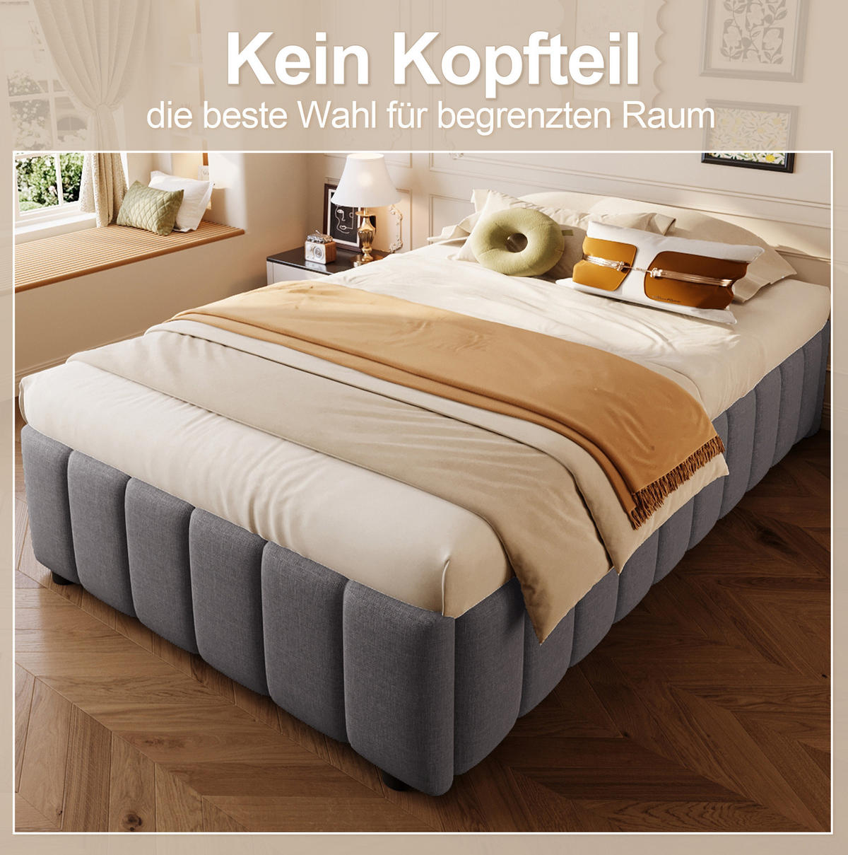 POLSTERBETT 90/200 cm Grau aus Leinen mit hydraulischem Stauraum - Grau, Textil (90/200cm) - OKMYHOME