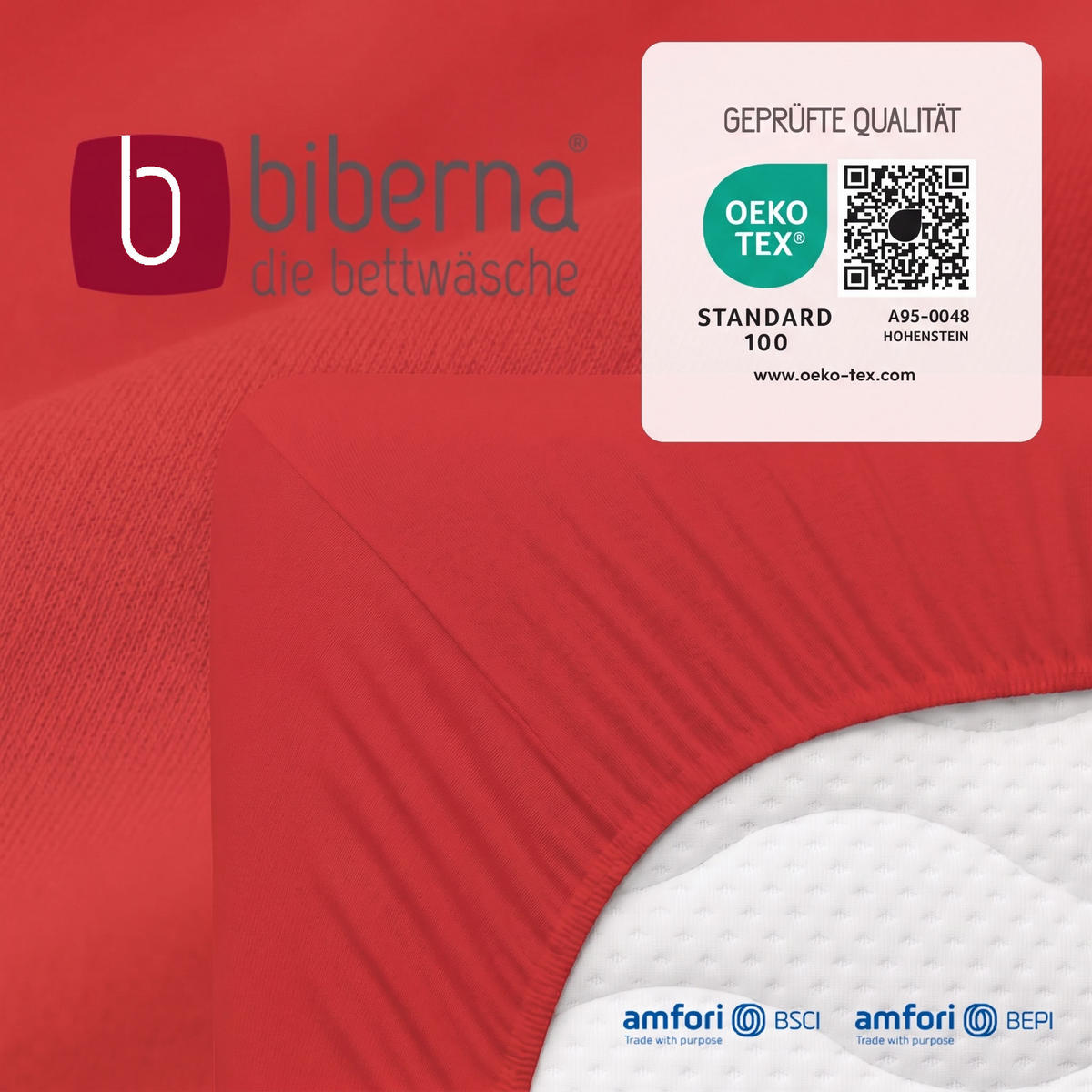 SPANNBETTTUCH Basic Jersey rot, 140x200 cm - 160x200 cm - Rot, Textil (160/200cm) - biberna