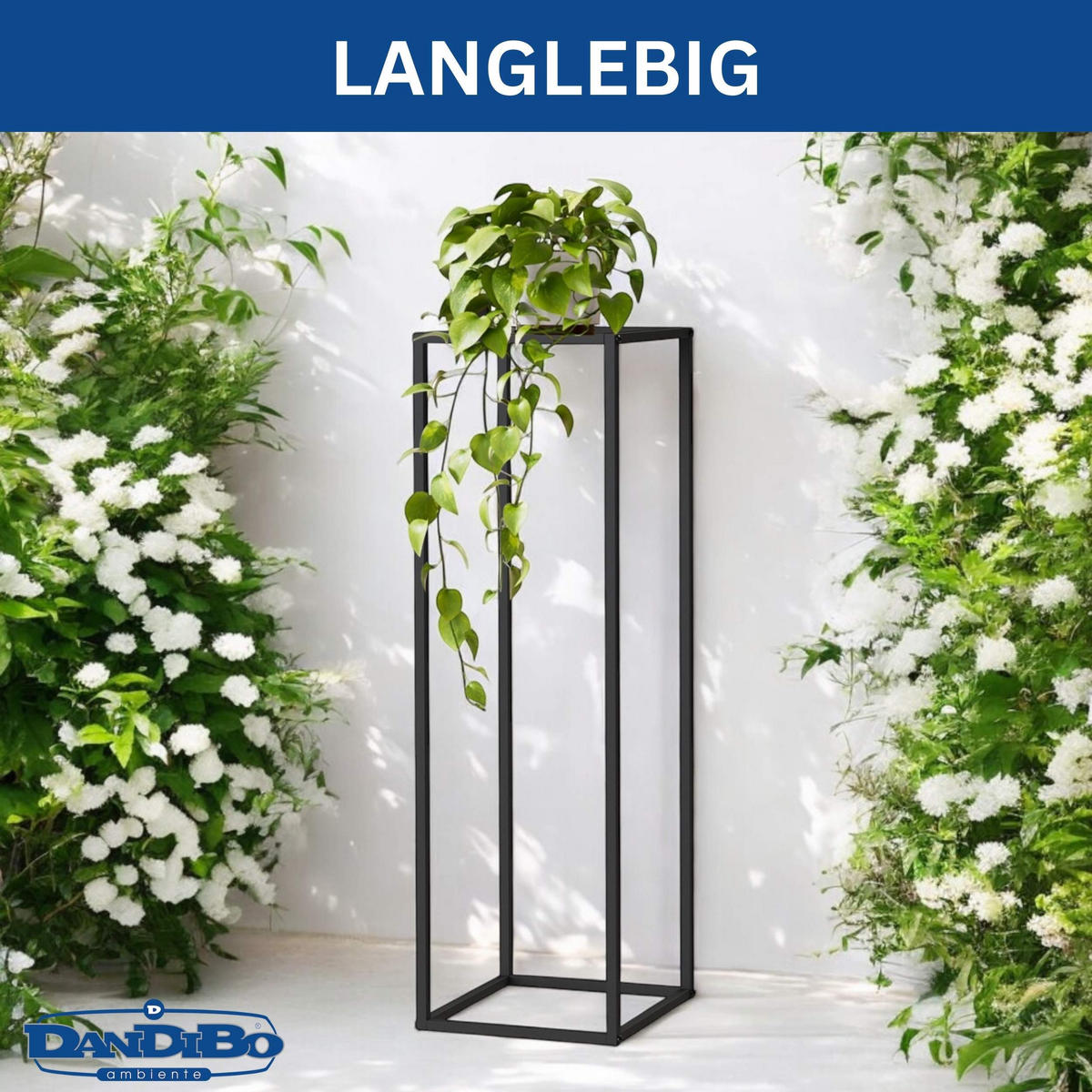 PFLANZENSTÄNDER Metall Schwarz Eckig 100 cm Hoch - Schwarz, Metall (30/100/30cm) - DanDiBo