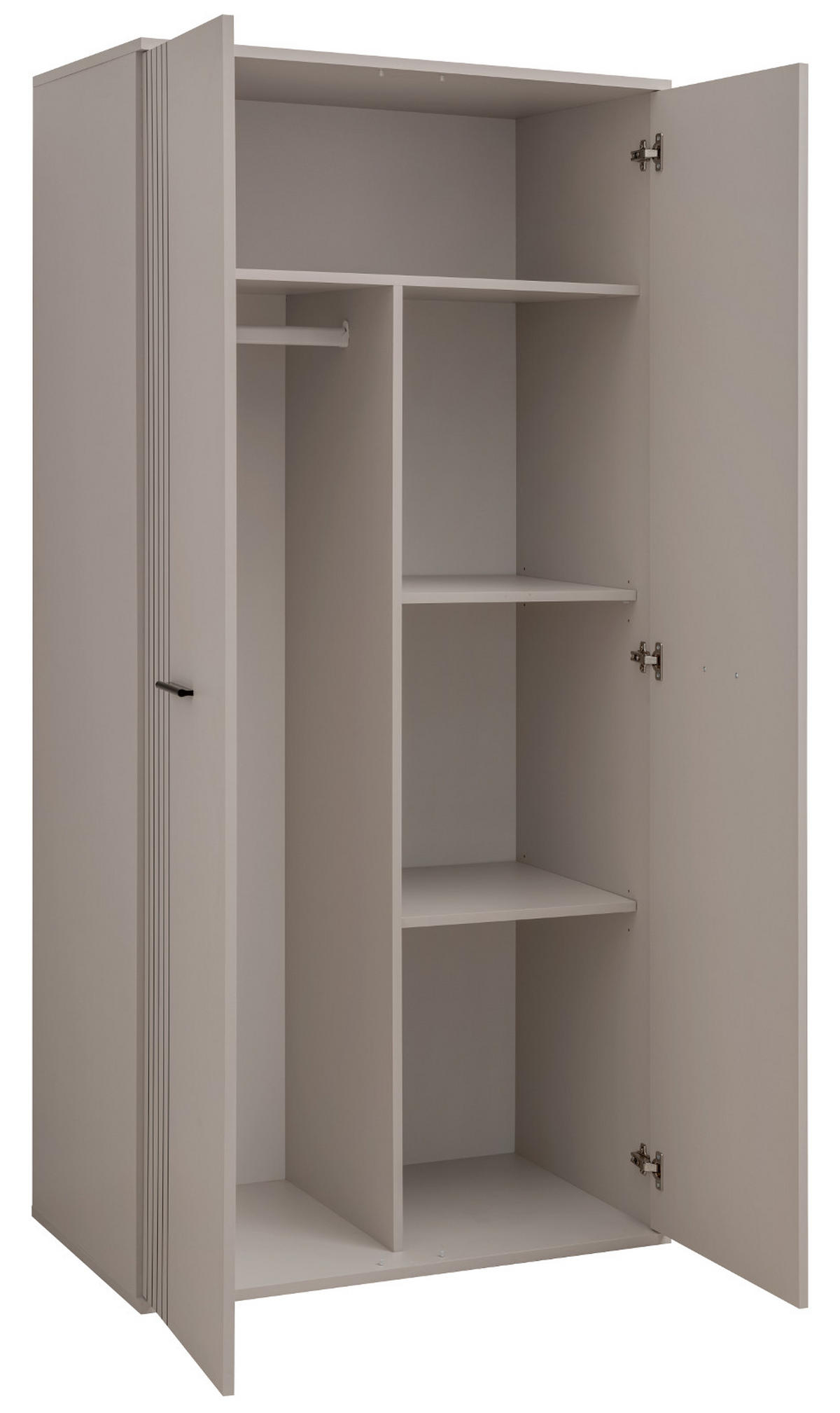KLEIDERSCHRANK Kaschmir 2-türig 90 x 190 cm, Drehtürenschrank mit viel Stauraum - Kaschmir/Schwarz, Holzwerkstoff/Kunststoff (90/190/55cm) - Inn.Furn