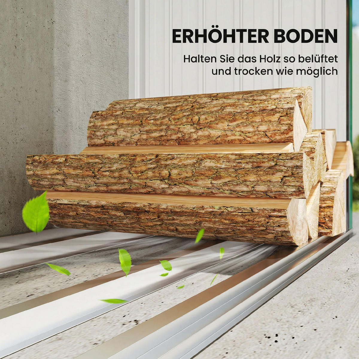 KAMINHOLZREGAL Verzinkter-Stahl Grün - Grün, Metall (66.5/150/213cm) - Outsunny
